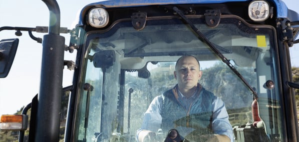 POV shot of man in custom cab