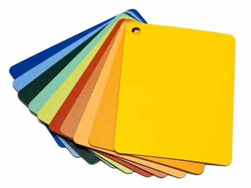 a spread of plastic sheets in different colors