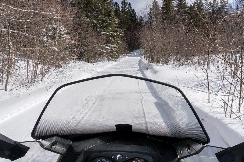 view of a snowmobile windshield