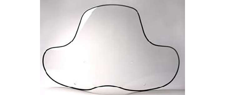 a transparent windshield made through drape forming
