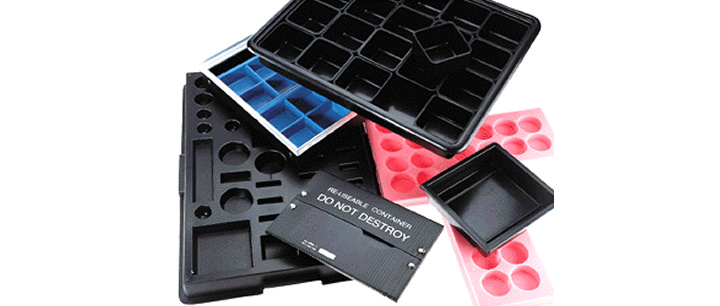an array of plastic fabricated parts with routed sections