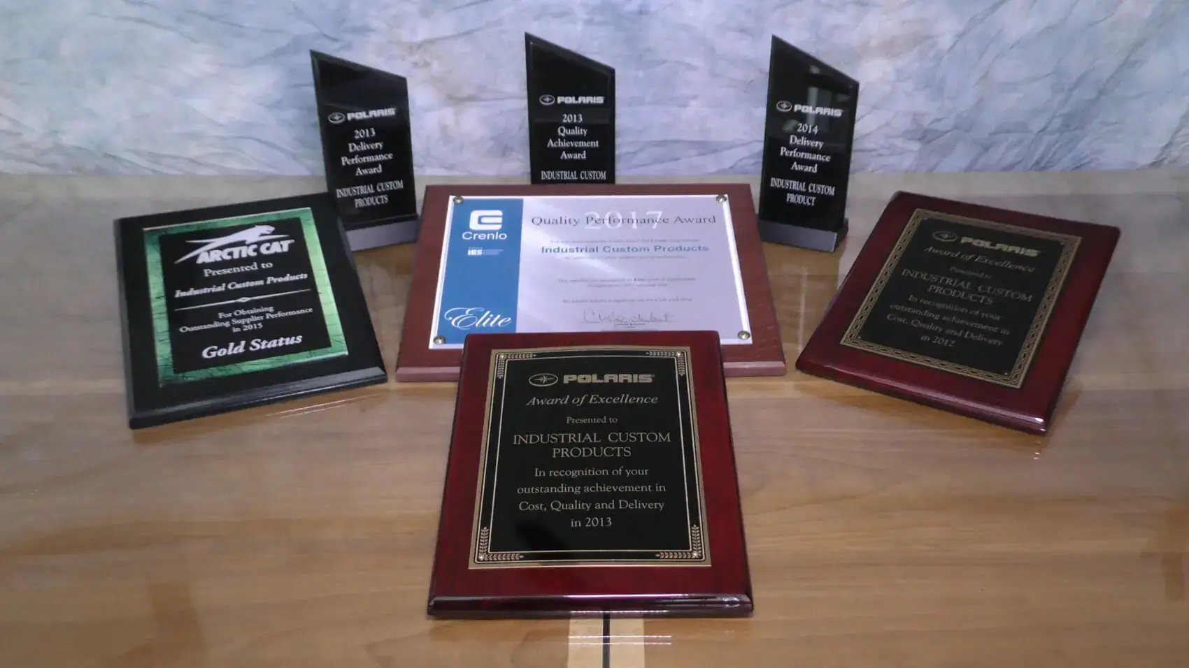 a spread of awards received by ICP for quality 