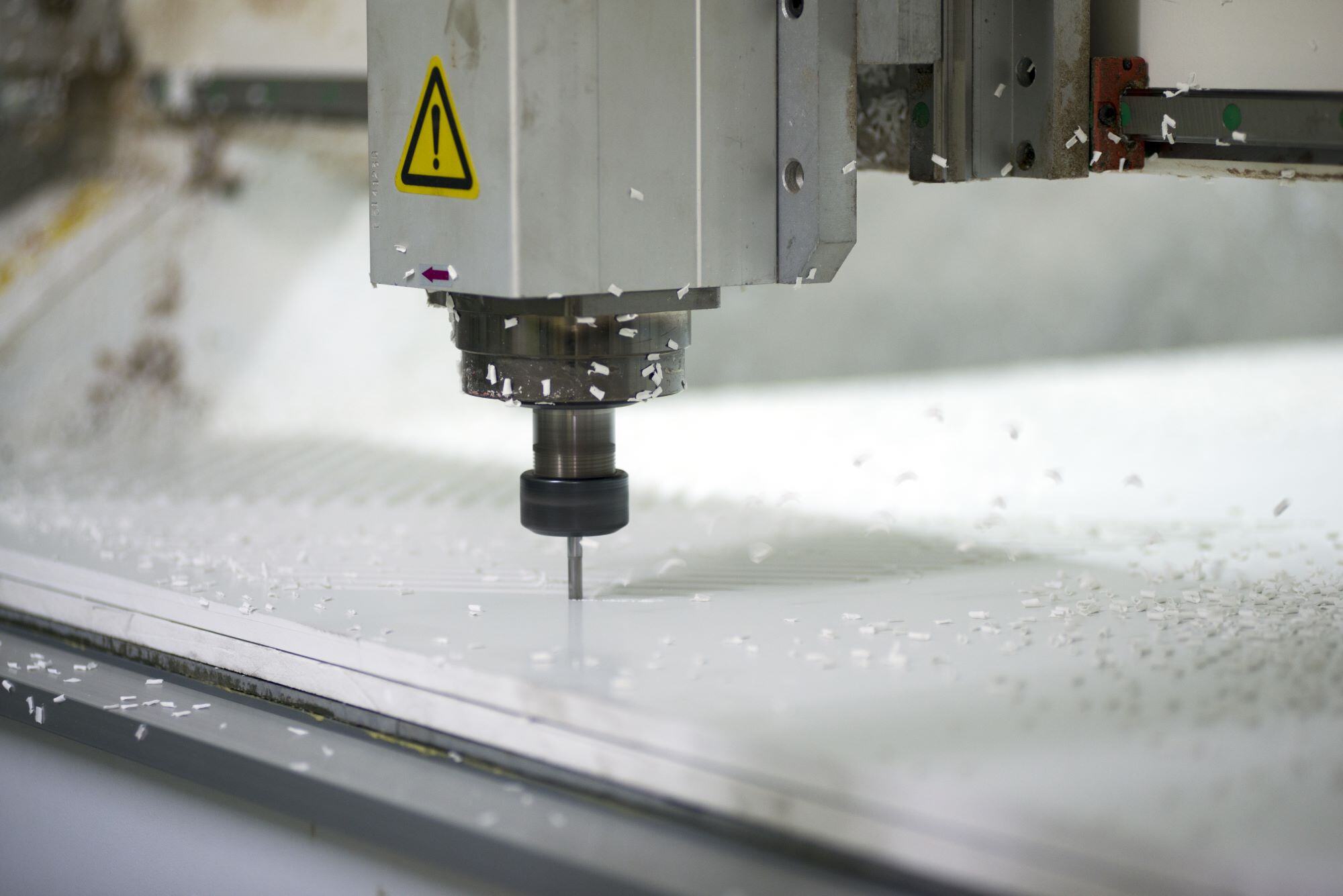 a close up of a 3-axis CNC machine