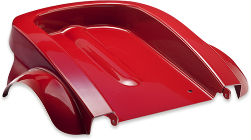 red plastic fabricated hood