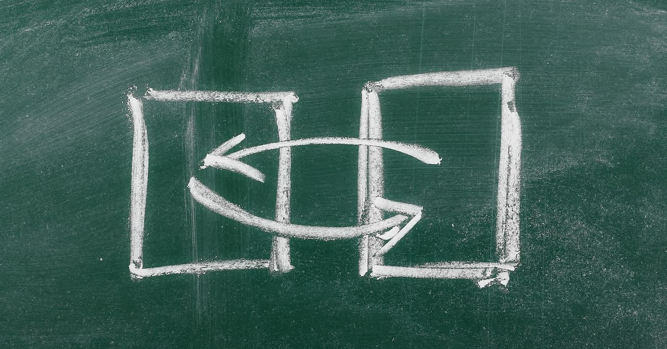 a graphic representation of swapping, showing two things trading places