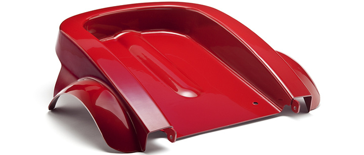 red plastic thermoformed hood